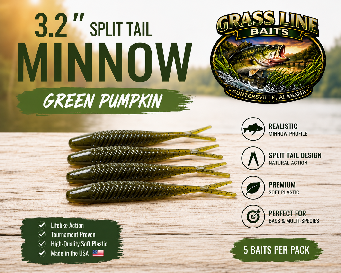 3.2" Split Tail Minnow 5 pkg