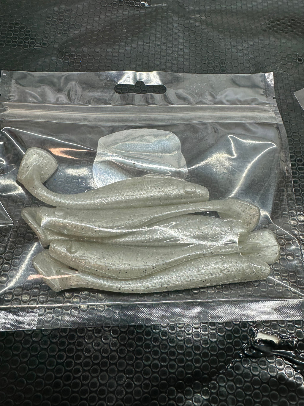 4" Swim Bait White with Silver and Pearl Flake Hand Poured Soft Plastic Made In USA