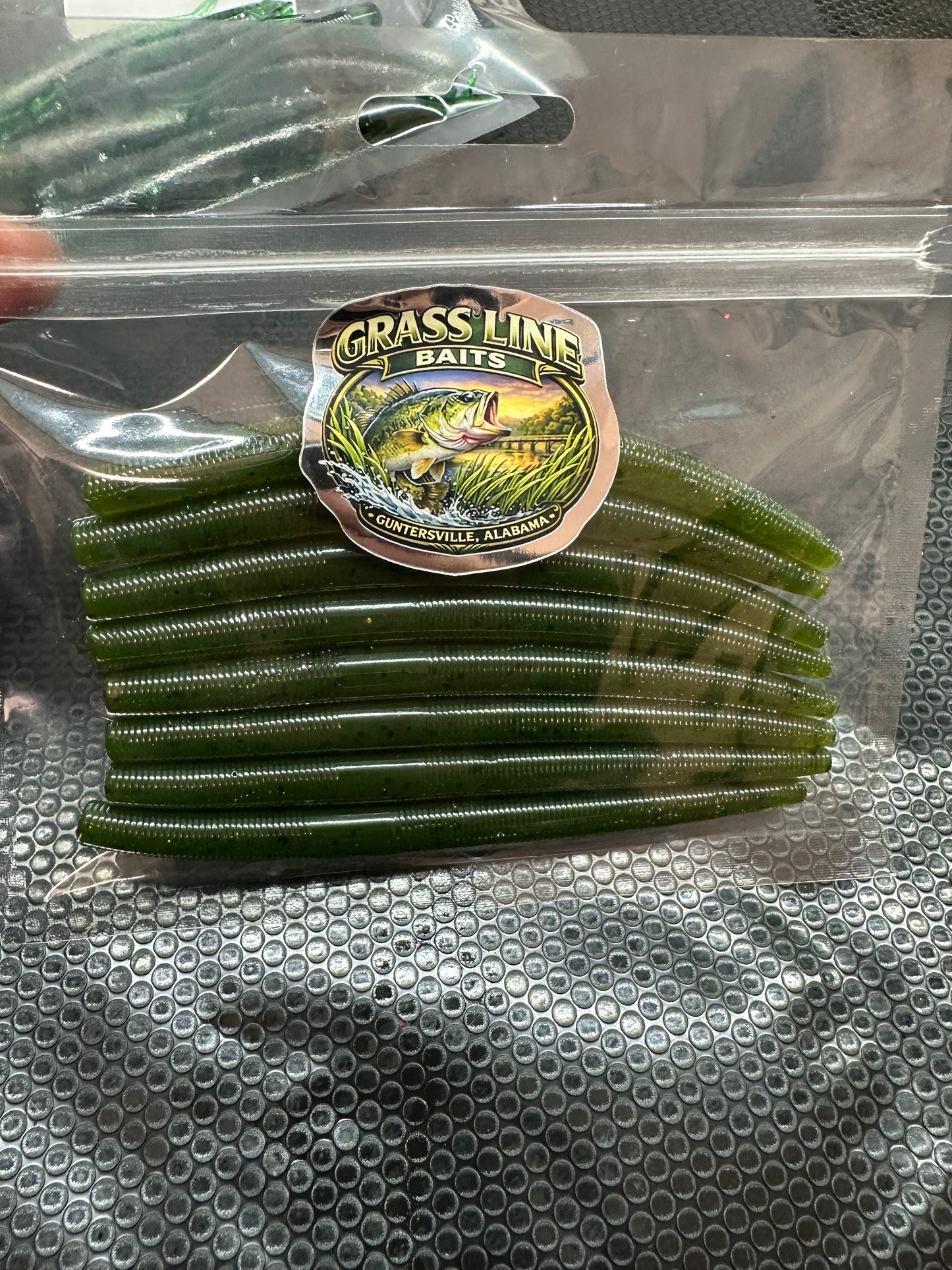 Grass Line Baits 5" Stick Bait Worm  Green Pumpkin 8 Pack