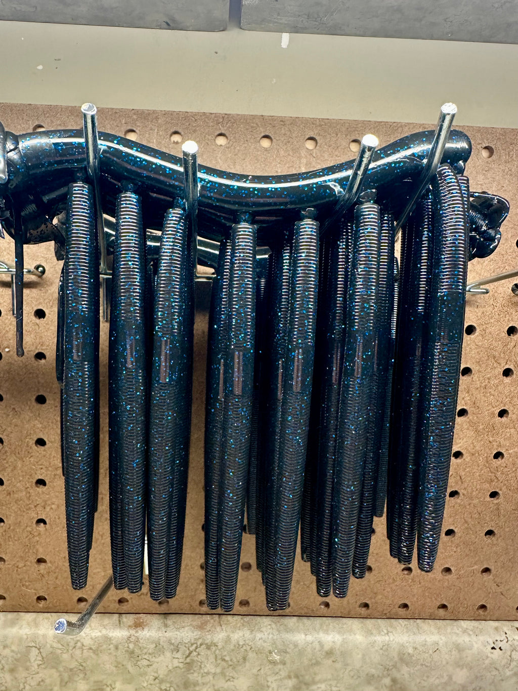 5″ Stick Worm Bass Bait Black Blue Flake– 8 pkg Hand-Poured Soft Plastic | Grass line Baits