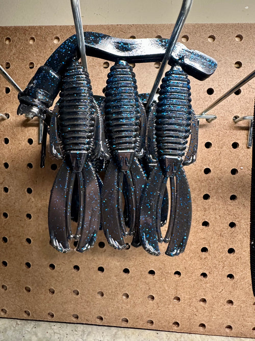 Grass Line Baits 4" Creature Bait Black with Blue Flake  6 Pack