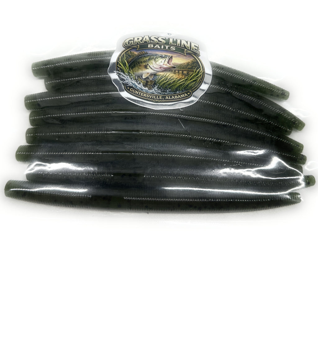 5″ Stick Worm Bass Bait Black Blue Tips– 8 pkg Senko Soft Plastic |