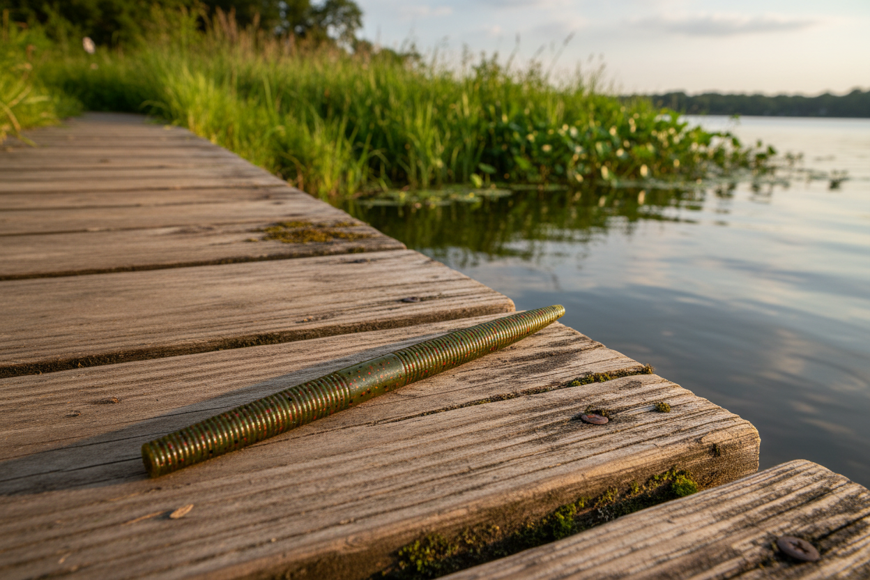 5″ Stick Worm Bass Bait watermelon red flake– 8 pkg Hand-Poured Soft Plastic | Grass line Baits